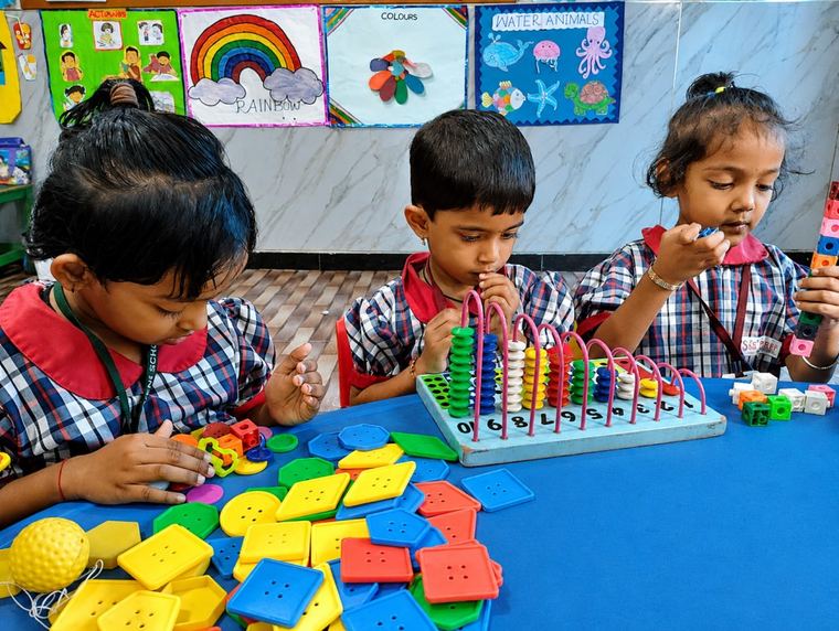 Pre-primary students at Sri Triveni School